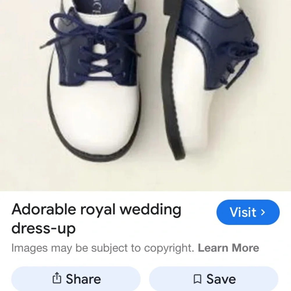 Classic Navy and cream Kids Shoes size8 royal wedding classic comfort school boy